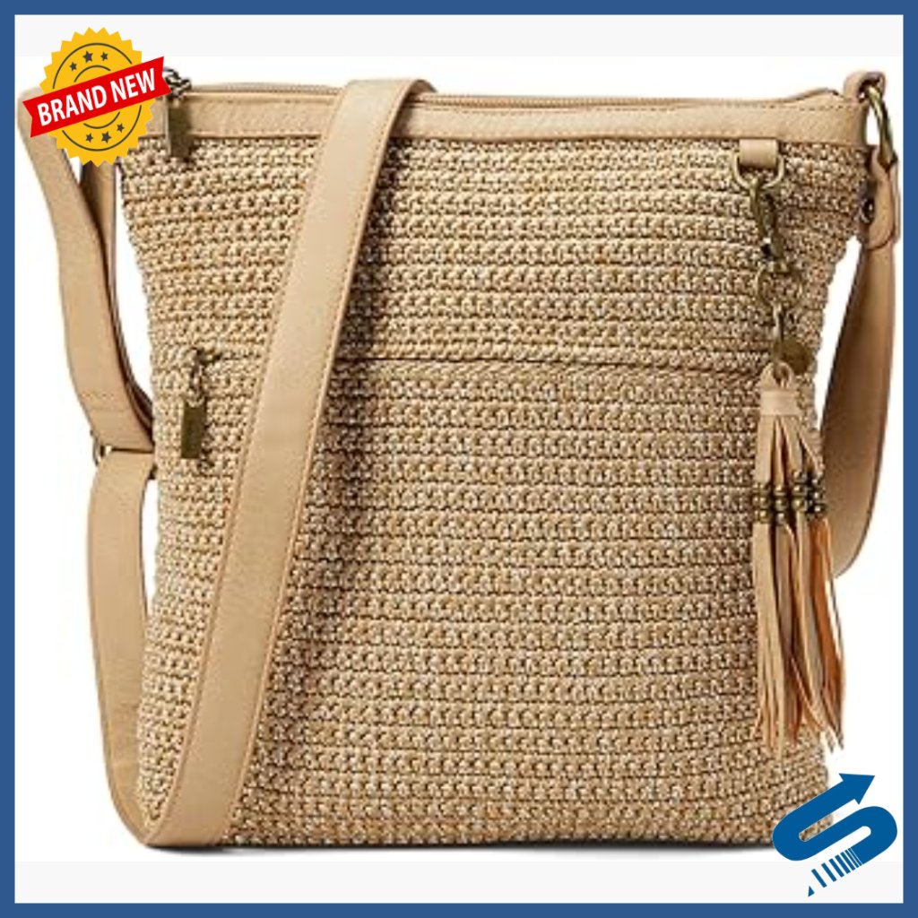 Hand Crochet Crossbody Bag With Adjustable Strap, Multiple Pockets